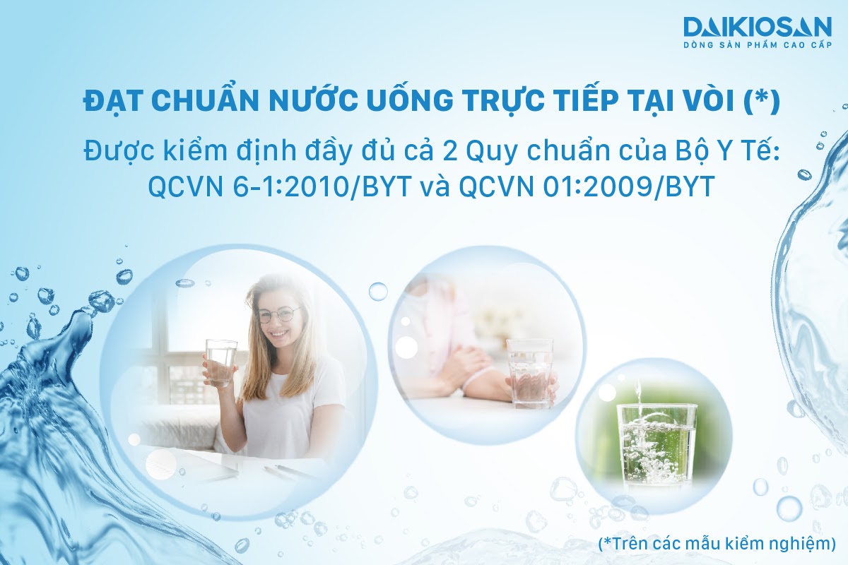 Máy lọc nước RO Daikiosan DSW-42010H đạt chuẩn nước uống trực tiếp